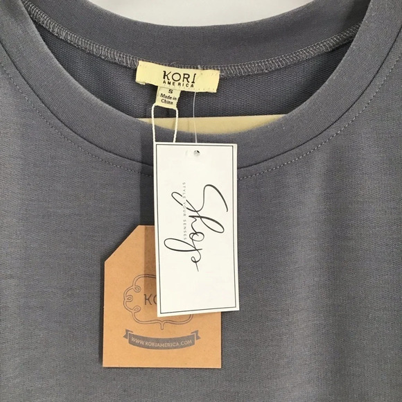 Kori America Women’s Ruffle Sleeve Casual Sweatshirt Grey NWT Size Small - Picture 3 of 6